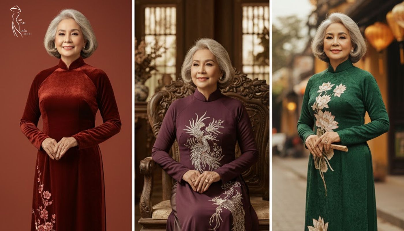 70 tuổi nên mặc áo dài màu ấm áp 