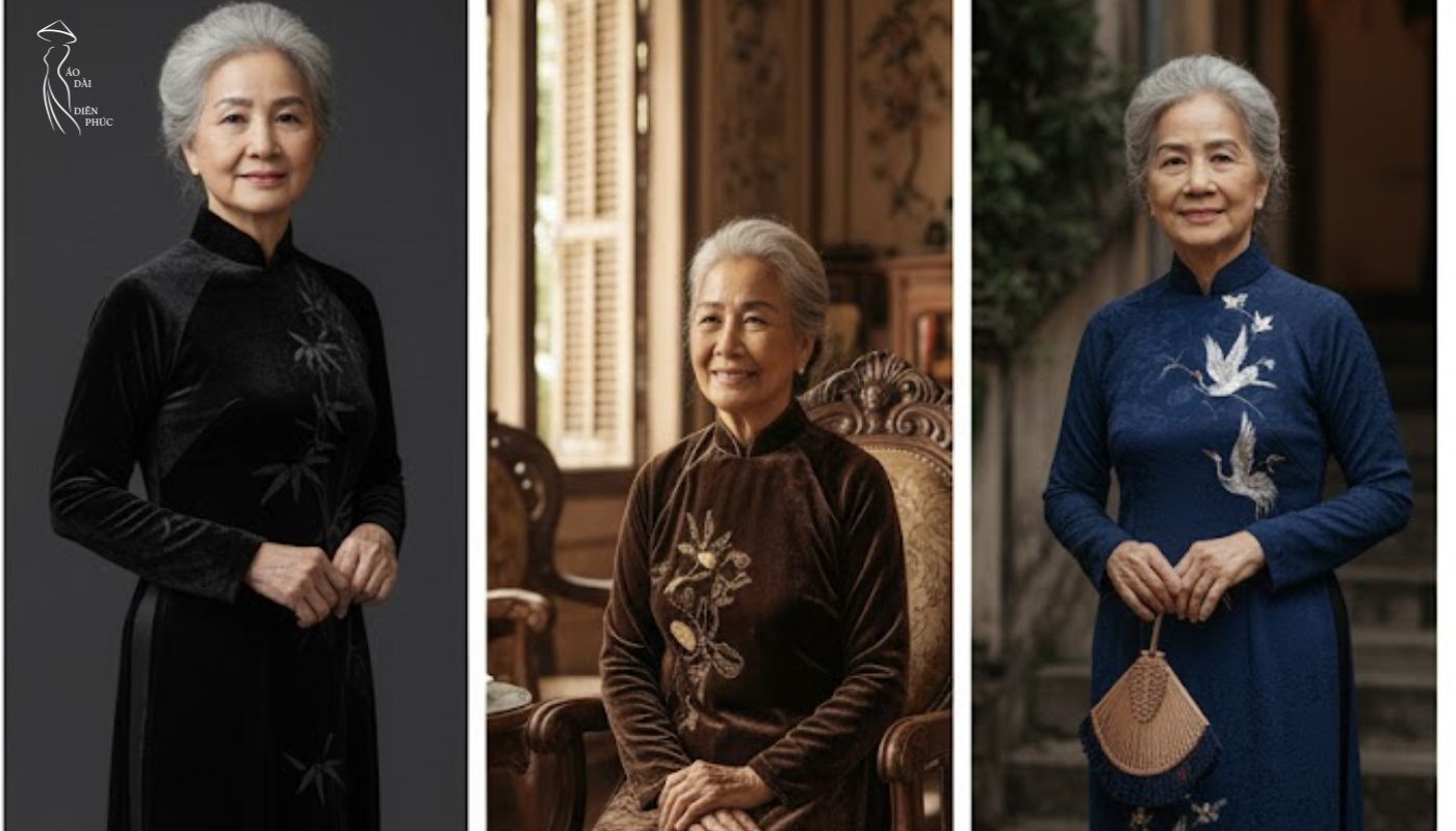 70 tuổi nên mặc áo dài màu tối với sự thanh lịch
