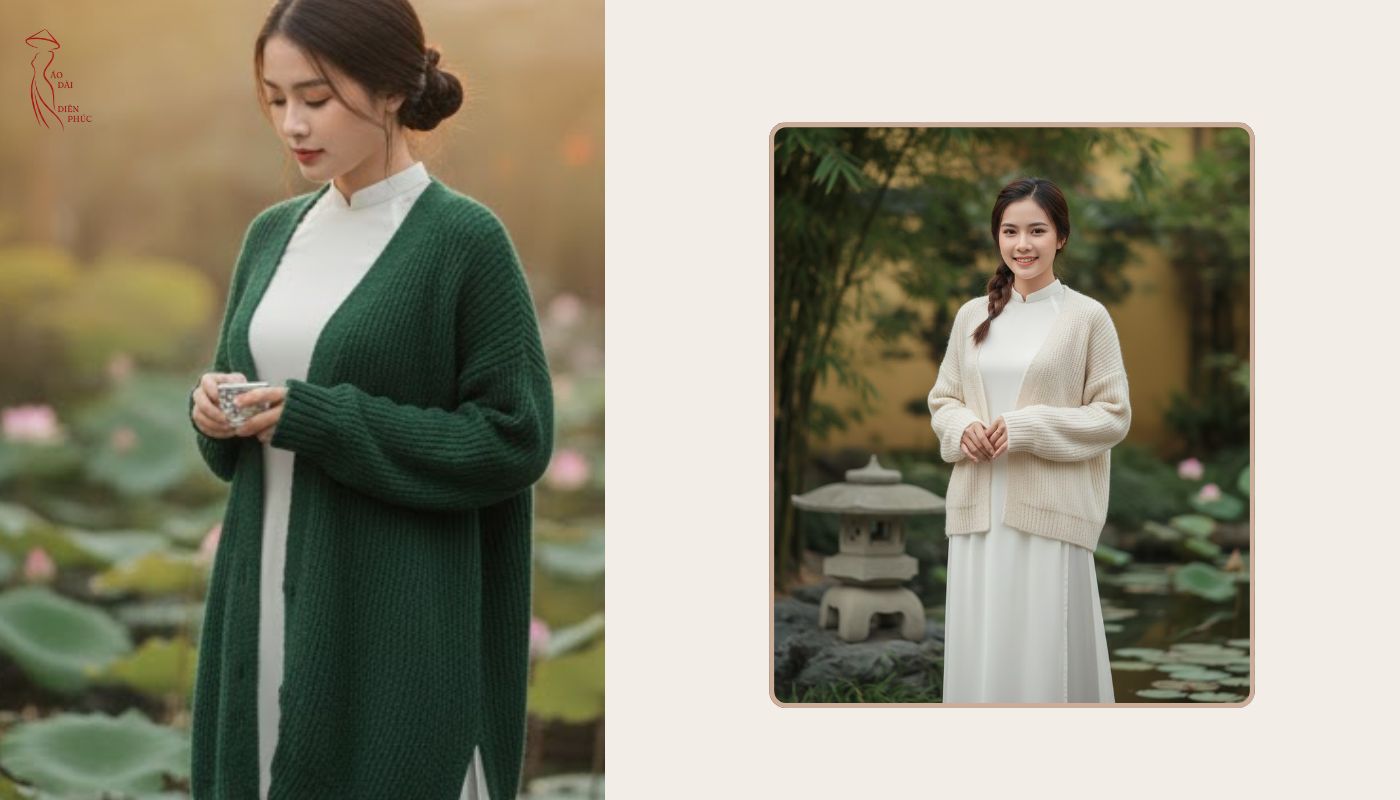 Chọn áo khoác len phù hợp với áo dài