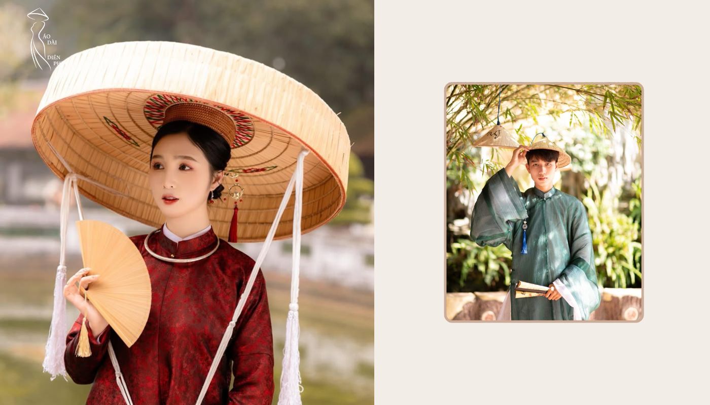 Phối hợp cái đội đầu với áo dài sao cho hài hòa