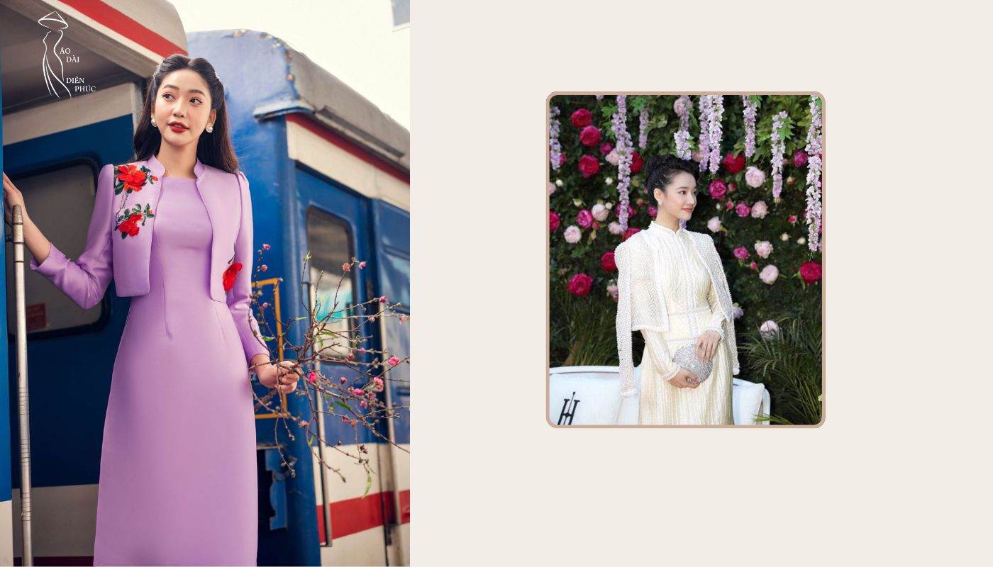 Sự kết hợp hoàn hảo giữa áo khoác và áo dài truyền thống